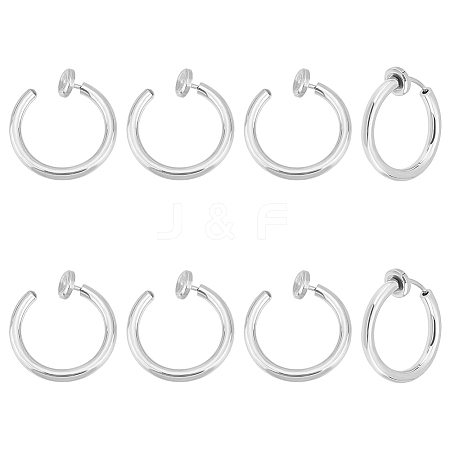 Unicraftale 4 Pairs 201 Stainless Steel Retractable Clip-on Hoop Earrings STAS-UN0052-03B-1