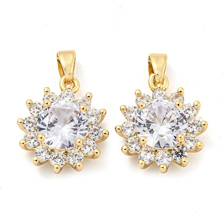 Brass Micro Pave Clear Cubic Zirconia Pendants FIND-Z044-10KCG-1