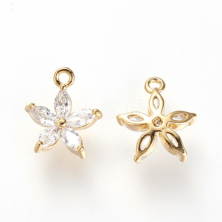 Brass Cubic Zirconia Charms X-KK-Q669-28G-1