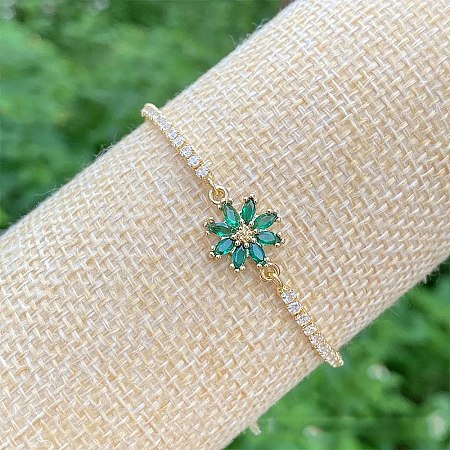 Brass Micro Pave Cubic Zirconia Slider Bracelets FS-WG61F73-03-1