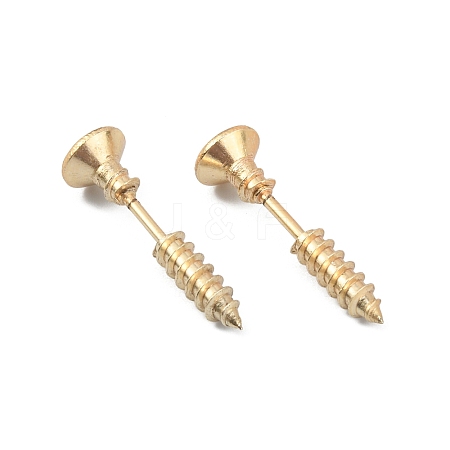 304 Stainless Steel Screw Shape Front Back Stud Earrings STAS-WH0061-23G-1