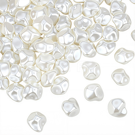 100Pcs ABS Plastic Imitation Pearl Beads OACR-LT0001-09-1