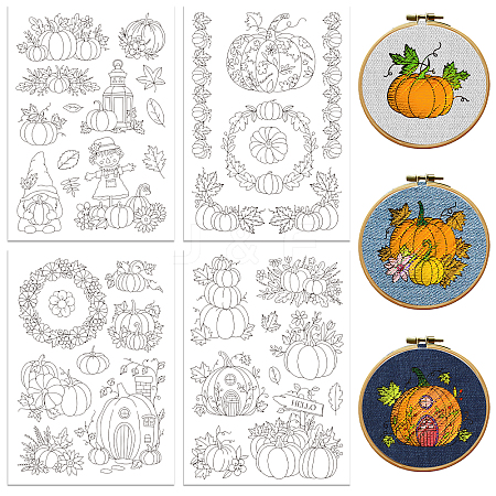 4 Sheets 11.6x8.2 Inch Stick and Stitch Embroidery Patterns DIY-WH0455-187-1