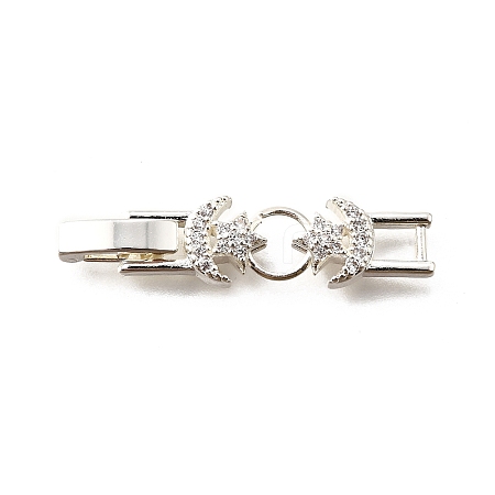 Brass Micro Pave Clear Cubic Zirconia Fold Over Clasps KK-R222-05S-1