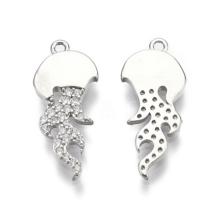 Brass Micro Pave Clear Cubic Zirconia Pnedants KK-C005-13P-1