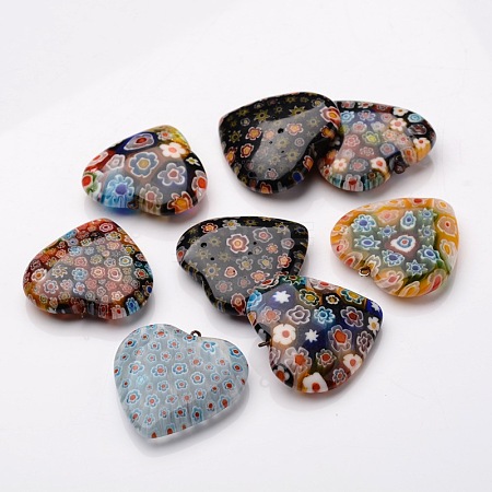 Heart Handmade Millefiori Glass Findings LK-M001-03-1
