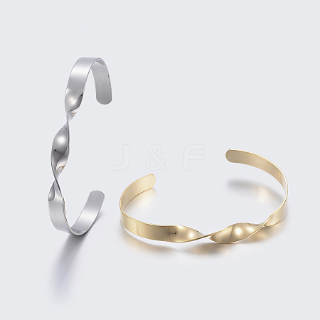 304 Stainless Steel Cuff Bangles BJEW-I255-72-1