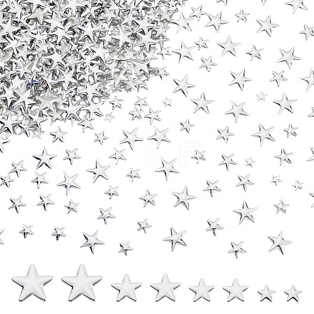 1200Pcs 4 Styles Aluminum Hotfix Iron On Star Studs FIND-NB0006-17P-1