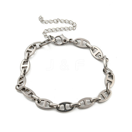304 Stainless Steel Oval Link Chains Bracelets for Men & Women BJEW-D042-22A-P-1