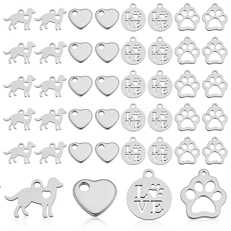 60Pcs 4 Styles Stainless Steel Charms STAS-GA0001-94-1