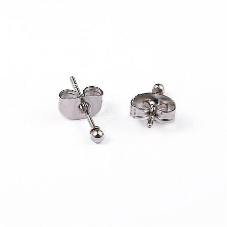 Tarnish Resistant 304 Stainless Steel Ball Stud Earrings EJEW-2224-2mm-P-1