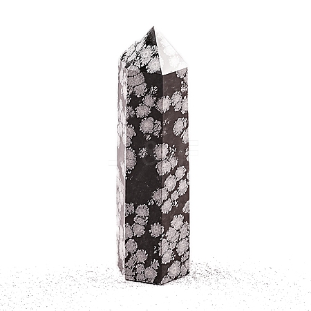 Point Tower Natural Snowflake Obsidian Home Display Decoration PW-WG04107-52-1