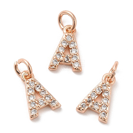 Brass Micro Pave Grade AAA Cubic Zirconia Charms ZIRC-P067-11RG-A-NR-1