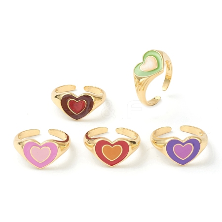 Brass Enamel Cuff Rings RJEW-O043-10G-1