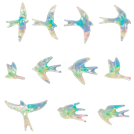 11Pcs Bird Colorful Suncatcher Rainbow Prism Electrostatic Glass Stickers DIY-WH0409-69H-1