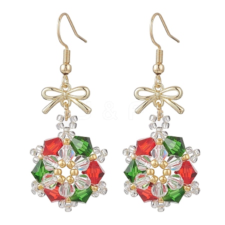 Stainless Steel Glass Snowflake Dangle Earrings EJEW-MZ00604-1