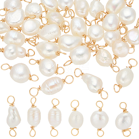 30Pcs Natural Cultured Freshwater Pearl Connector Charms PALLOY-ME00009-1