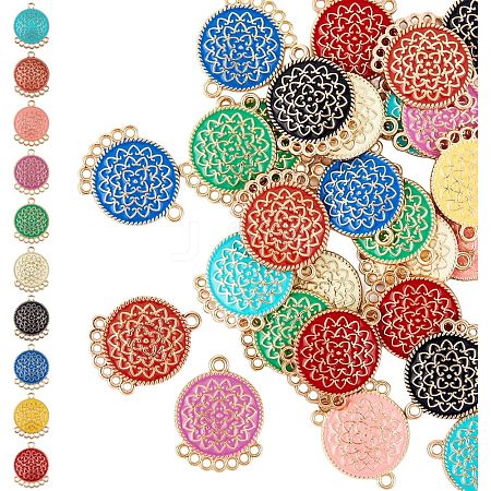 HOBBIESAY 36pcs 9 colors Alloy Enamel Chandelier Components Links ENAM-HY0001-03-1