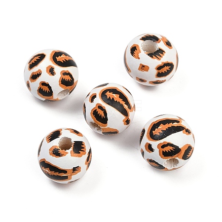 Painted Wood European Beads WOOD-F017-04A-1
