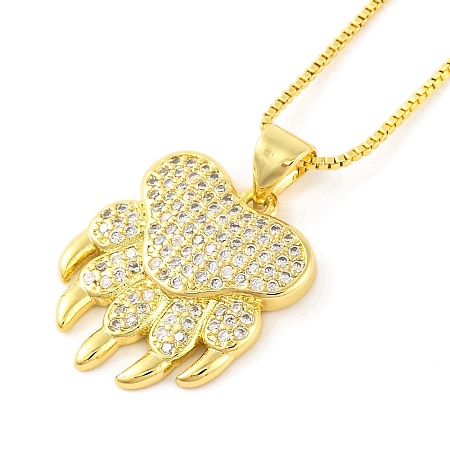 Brass Pave Clear Cubic Zirconia Pendant Necklaces for Women NJEW-S430-03G-04-1