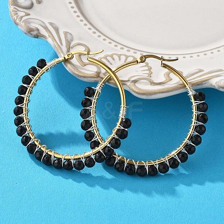 Beaded Hoop Earrings X-EJEW-JE03830-04-1