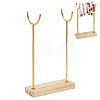 Alloy Crystal Wand Display Stands with Wooden Base BDIS-WH0014-07B-G-1