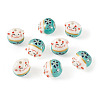 9Pcs Handmade Printed Porcelain Beads PORC-TADJ0001-01I-2