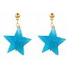 Natural Agate Star Dangle Stud Earrings EJEW-JE04420-05-1