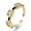 Brass Micro Pave Cubic Zirconia Cuff Rings RJEW-N032-005-NF-4