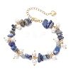 Natural Lapis Lazuli Chip Beaded Bracelets for Women BJEW-JB12301-03-2