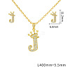 Brass Micro Pave Clear Cubic Zirconia Pendant Necklaces & Stud Earrings Sets FS-WG8C370-10-1