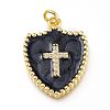 Golden Brass Micro Pave Clear Cubic Zirconia Enamel Charms ZIRC-A017-01G-RS-2