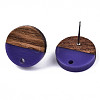 Opaque Resin & Walnut Wood Stud Earring Findings MAK-N032-008A-B02-3