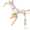 304 Stainless Steel Paperclip Chains and Curb Chains Multi-layered Bracelets BJEW-JB12750-3