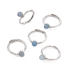 Natural Aquamarine Adjustable Rings RJEW-G273-11P-02-1