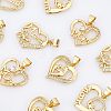  10Pcs 5 Style Brass Micro Pave Clear Cubic Zirconia Pendants ZIRC-NB0001-76-3