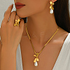 Elegant Stainless Steel Bowknot Earrings & Necklaces & Rings Sets for Women BO7073-4