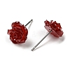 Resin Rose Flower Stud Earrings with 316 Stainless Steel Pins EJEW-D070-01B-2