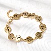 12 Constellations 304 Stainless Steel Link Chain Bracelets BJEW-I239-01G-06-3