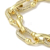 Rack Plating Brass Micro Pave Clear Cubic Zirconia Oval Link Chain Bracelets for Women BJEW-P323-08G-2