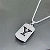 Rectangle with Laser Cut Letter 201 Stainless Steel Initial Pendant Necklaces WGA5E8C-25-1