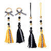 Crafans 4Pcs 2 Style Senior Year Theme Woolen Yarn Tassels Pendant Decorations HJEW-CF0001-18-1