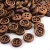 4-Hole Undyed Wood Buttons X-WOOD-S663-01-1
