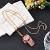 Alloy Rose Rhinestone Whistle Pendant Necklaces NJEW-WH20001-24G-02-4