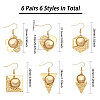 6 Pairs 6 Styles Blank Glass Dome Dangle Earrings EJEW-AB00003-2