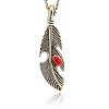Antique Silver Alloy Enamel Leaf Pendants PALLOY-J207-03AS-1
