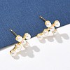 Cross Brass Stud Earrings EJEW-A132-01G-3
