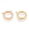 Brass Micro Pave Clear Cubic Zirconia Charms KK-N254-169G-2