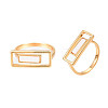 Natural Shell Rectangle Finger Ring RJEW-N039-01-4