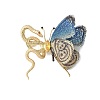 Snake & Butterfly Brass Micro Pave Cubic Zirconia Brooches JEWB-V003-04G-2
